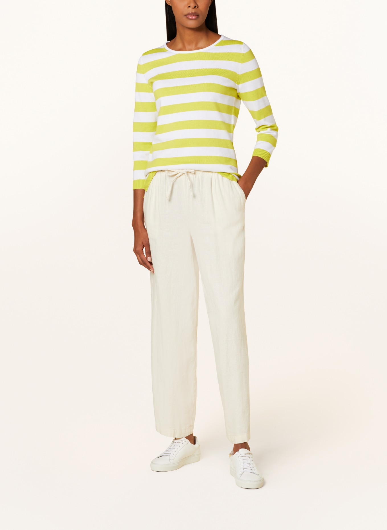 darling harbour Pullover mit 3/4-Arm: WEISS / GELB