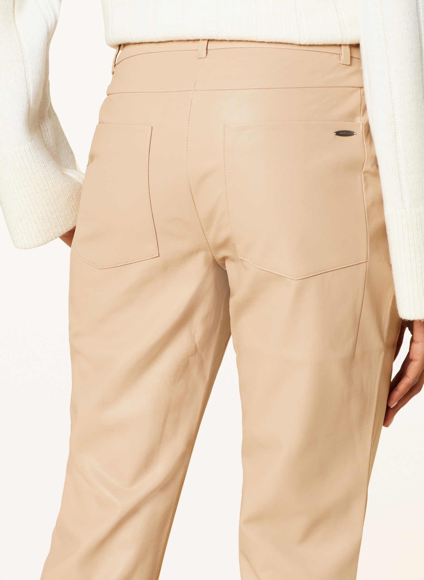 BETTY&CO Kalhoty v koženém vzhledu, Barva: BÉŽOVÁ (Obrázek 5)