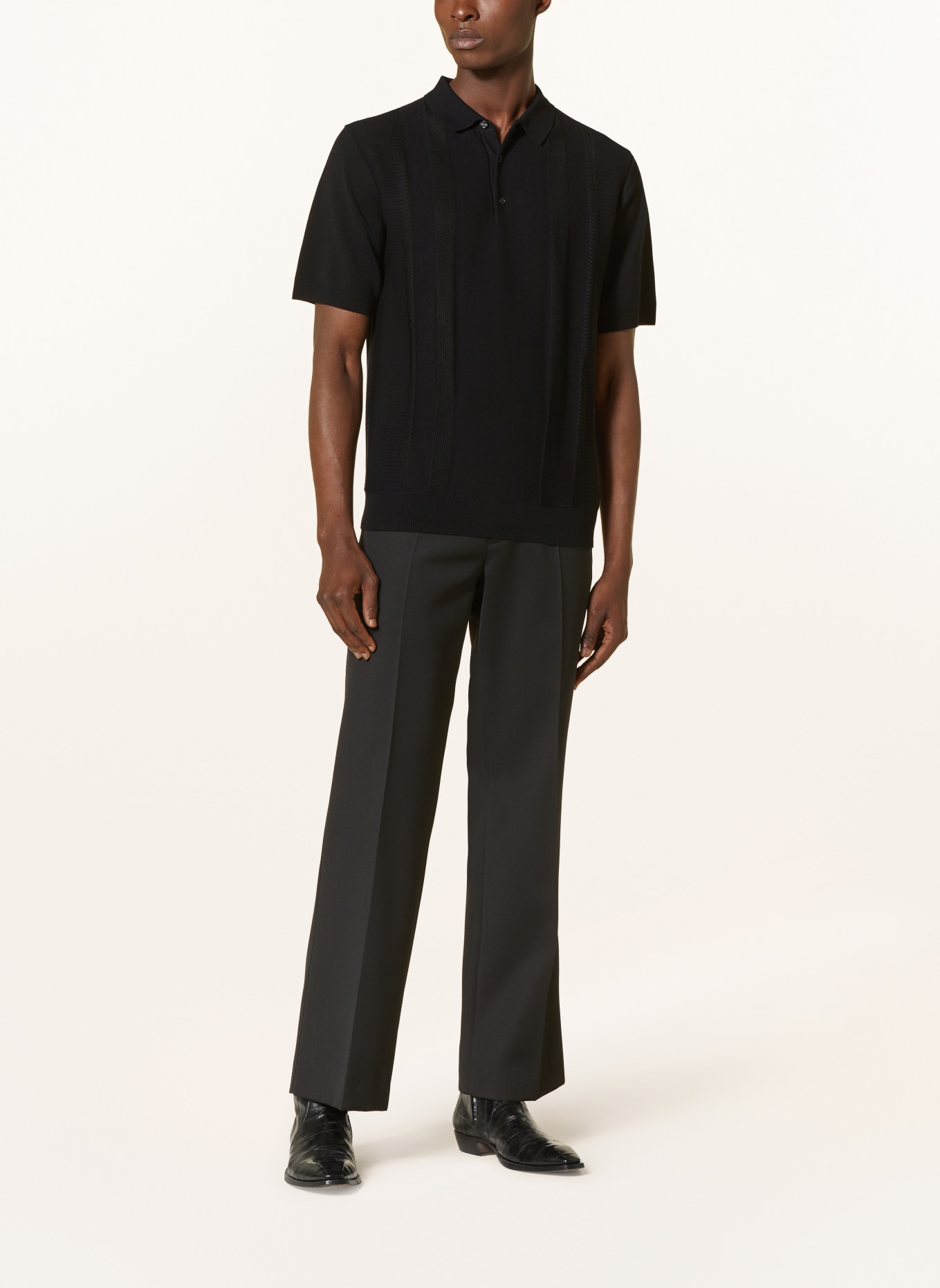 J.LINDEBERG Knitted polo shirt, Color: BLACK (Image 2)