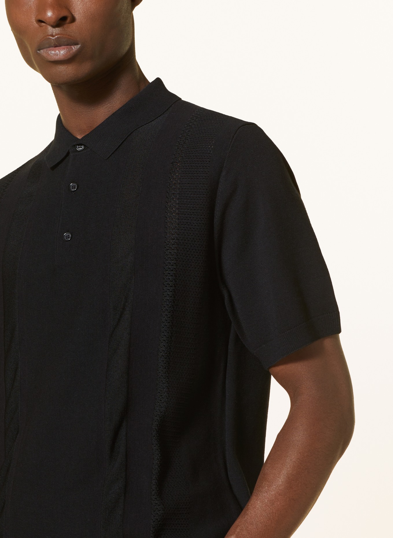 J.LINDEBERG Knitted polo shirt, Color: BLACK (Image 4)
