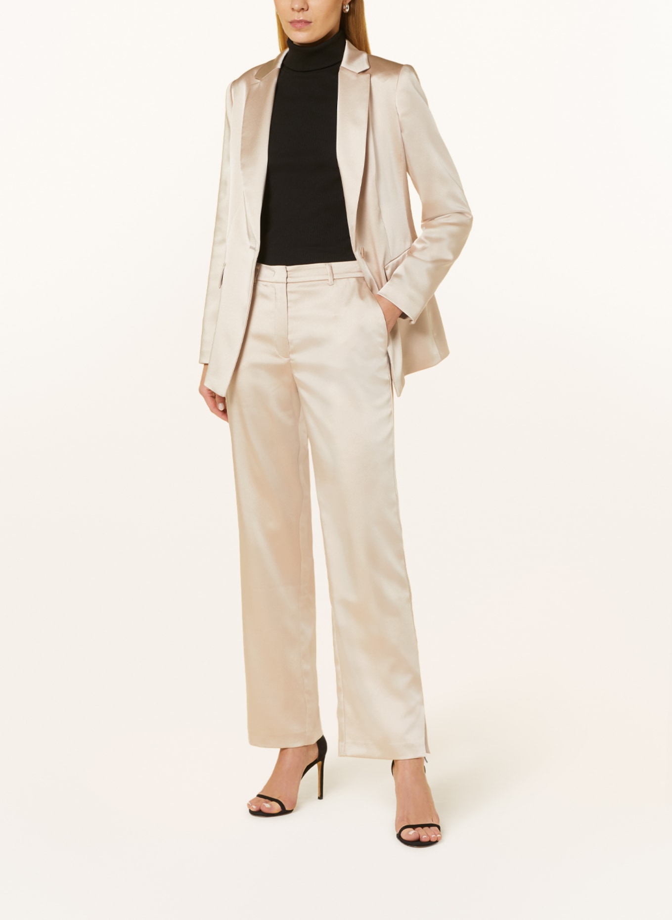 BETTY&CO Wide leg trousers in satin, Color: LIGHT BROWN (Image 2)