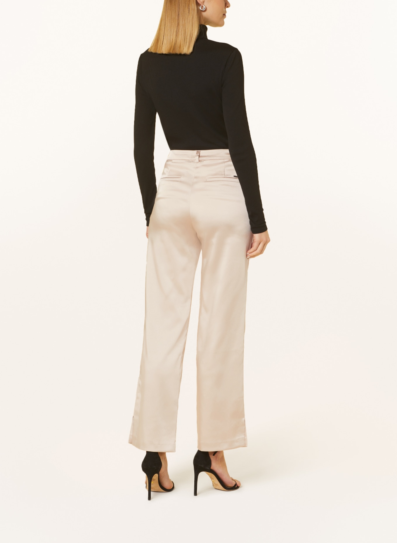 BETTY&CO Wide leg trousers in satin, Color: LIGHT BROWN (Image 3)