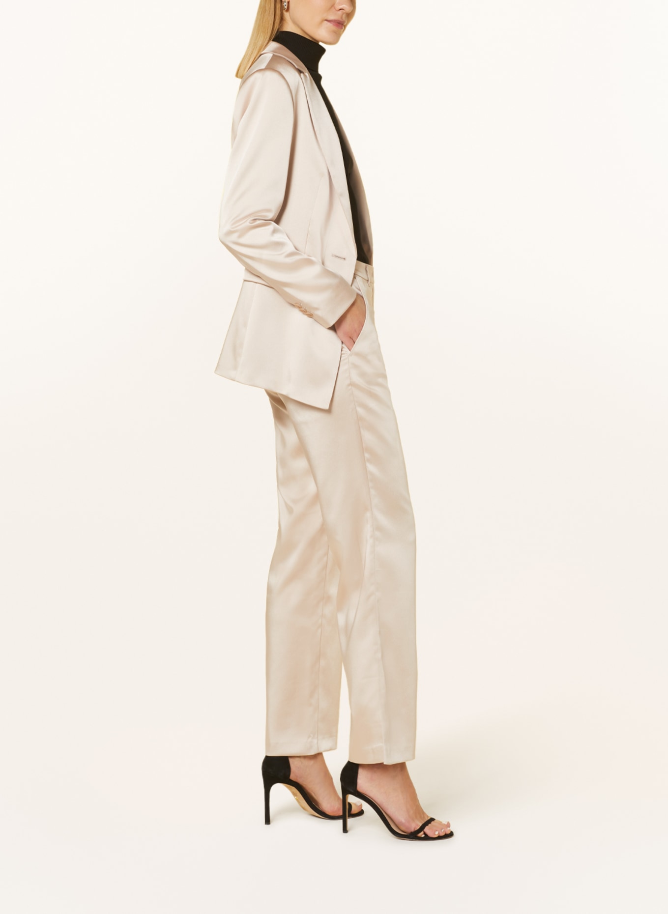 BETTY&CO Wide leg trousers in satin, Color: LIGHT BROWN (Image 4)
