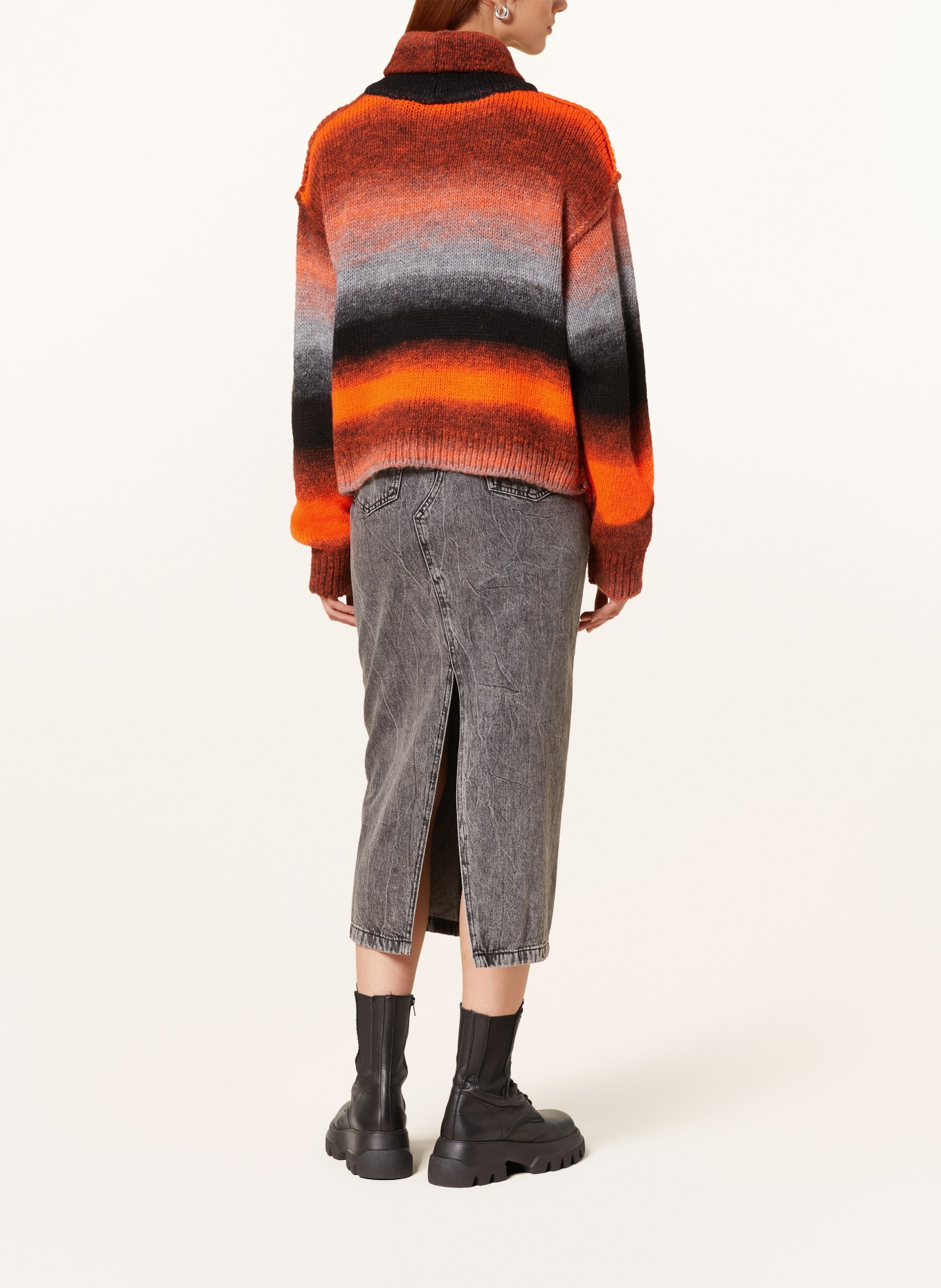 ELIAS RUMELIS Turtleneck sweater VELMAER, Color: NEON ORANGE/ BLACK/ LIGHT GRAY (Image 3)