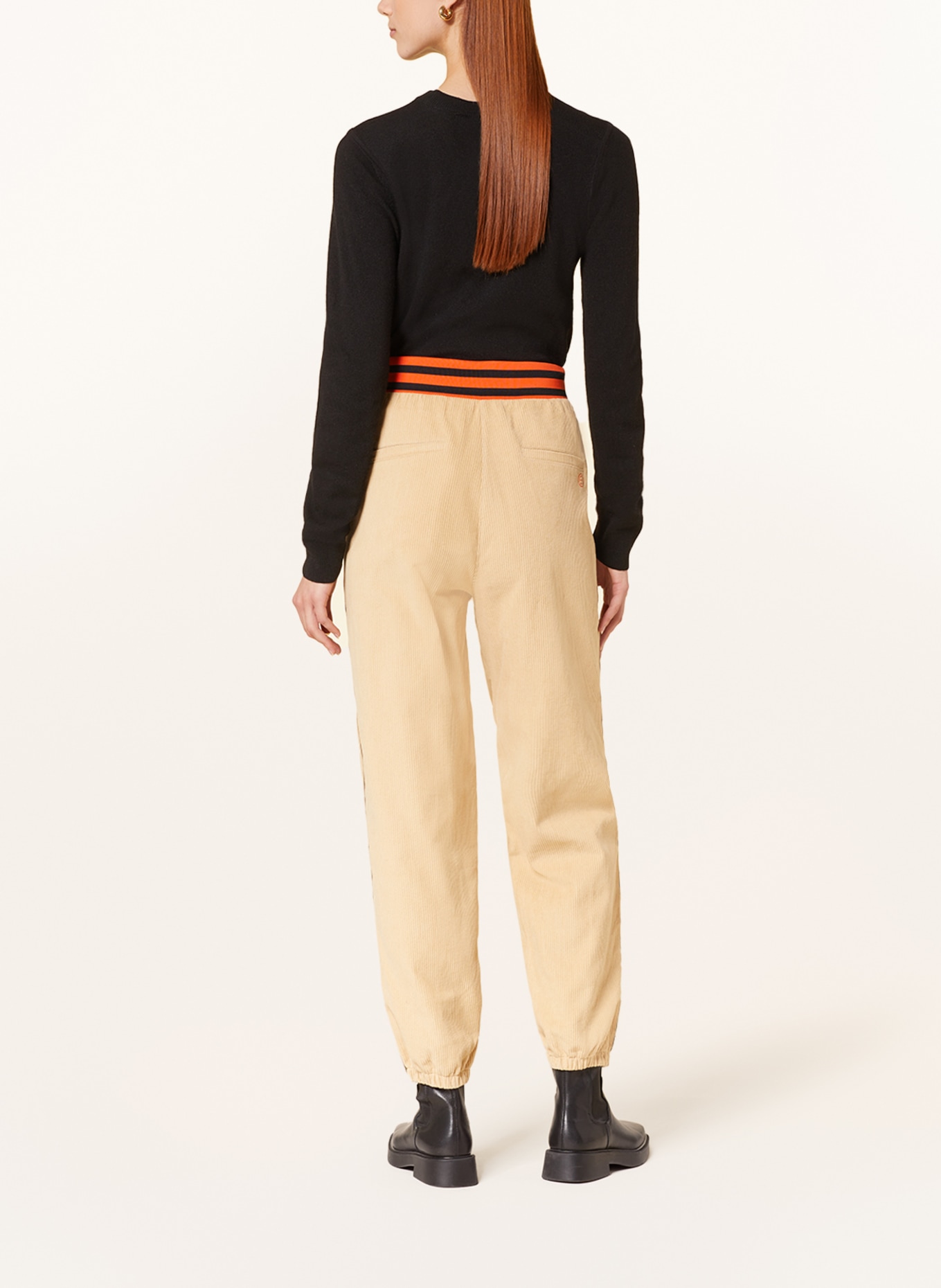 ELIAS RUMELIS Spodnie sztruksowe ERTALLULAH w stylu dresowym, Kolor: BEŻOWY/ POMARAŃCZOWY (Obrazek 3)