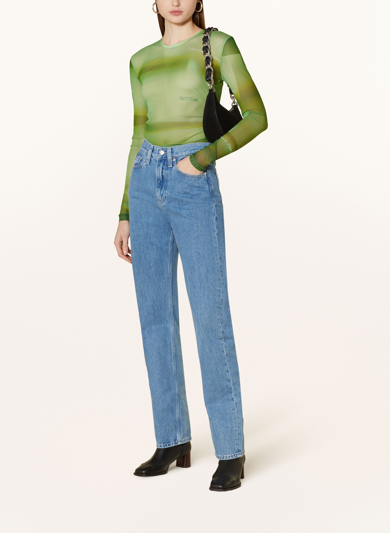 Calvin Klein Jeans Long sleeve shirt in mesh, Color: GREEN/ LIGHT GREEN/ LIGHT YELLOW (Image 2)