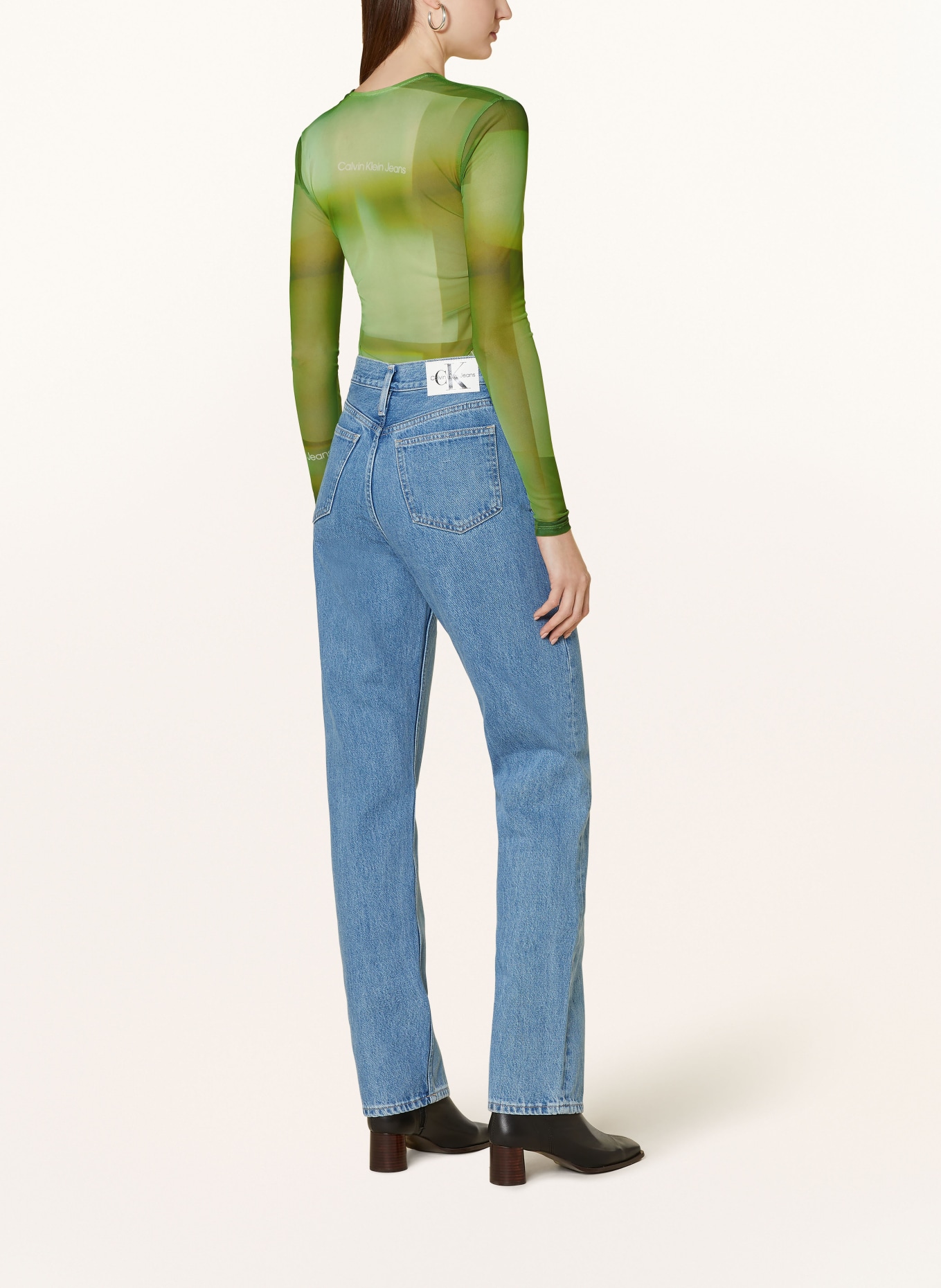 Calvin Klein Jeans Koszulka z długim rękawem z siateczki, Kolor: ZIELONY/ JASNOZIELONY/ JASNOŻÓŁTY (Obrazek 3)