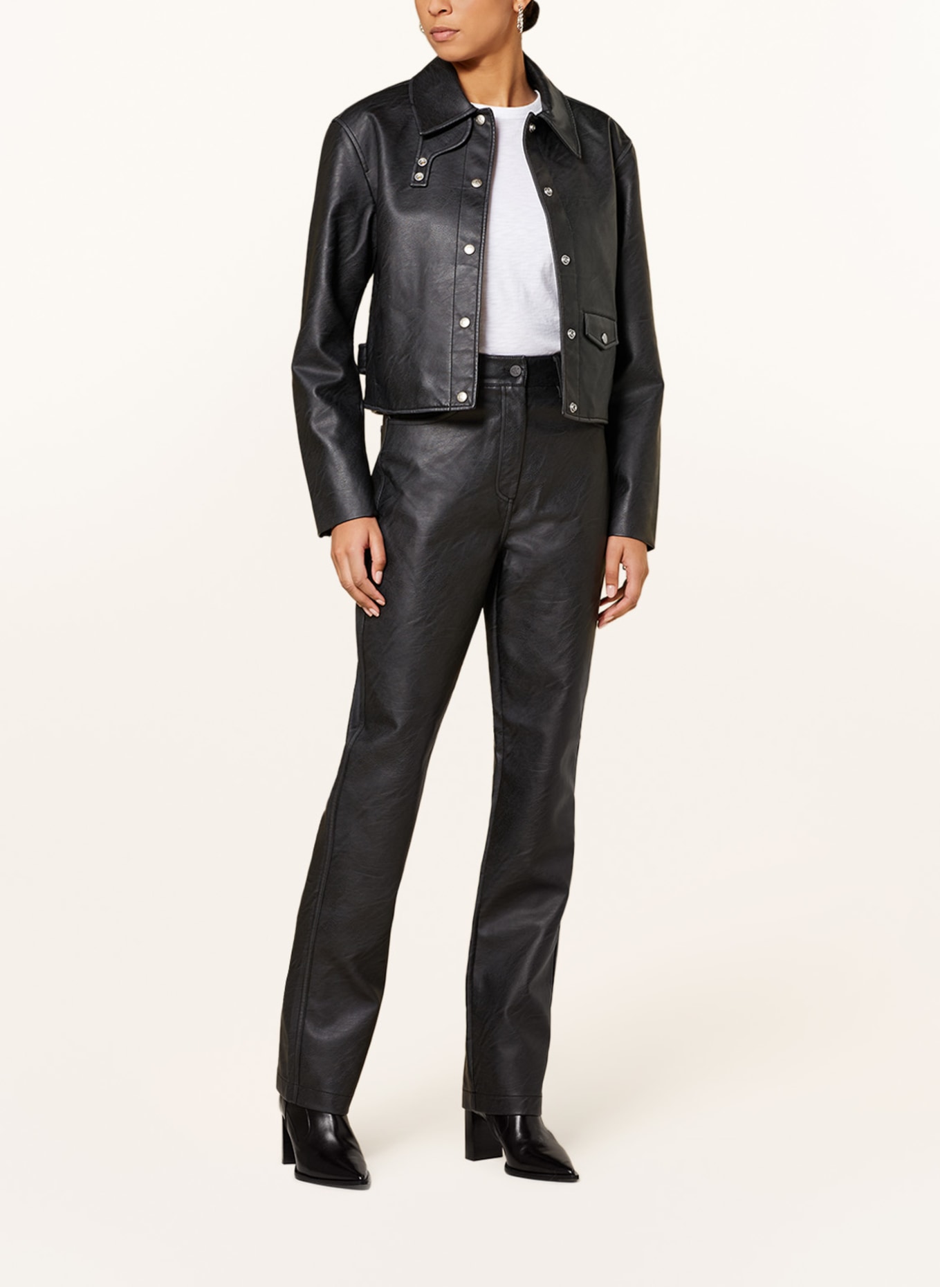 Calvin Klein Plus Size Knit Detail Women's Leather Jacket Black NWT $600 |  eBay