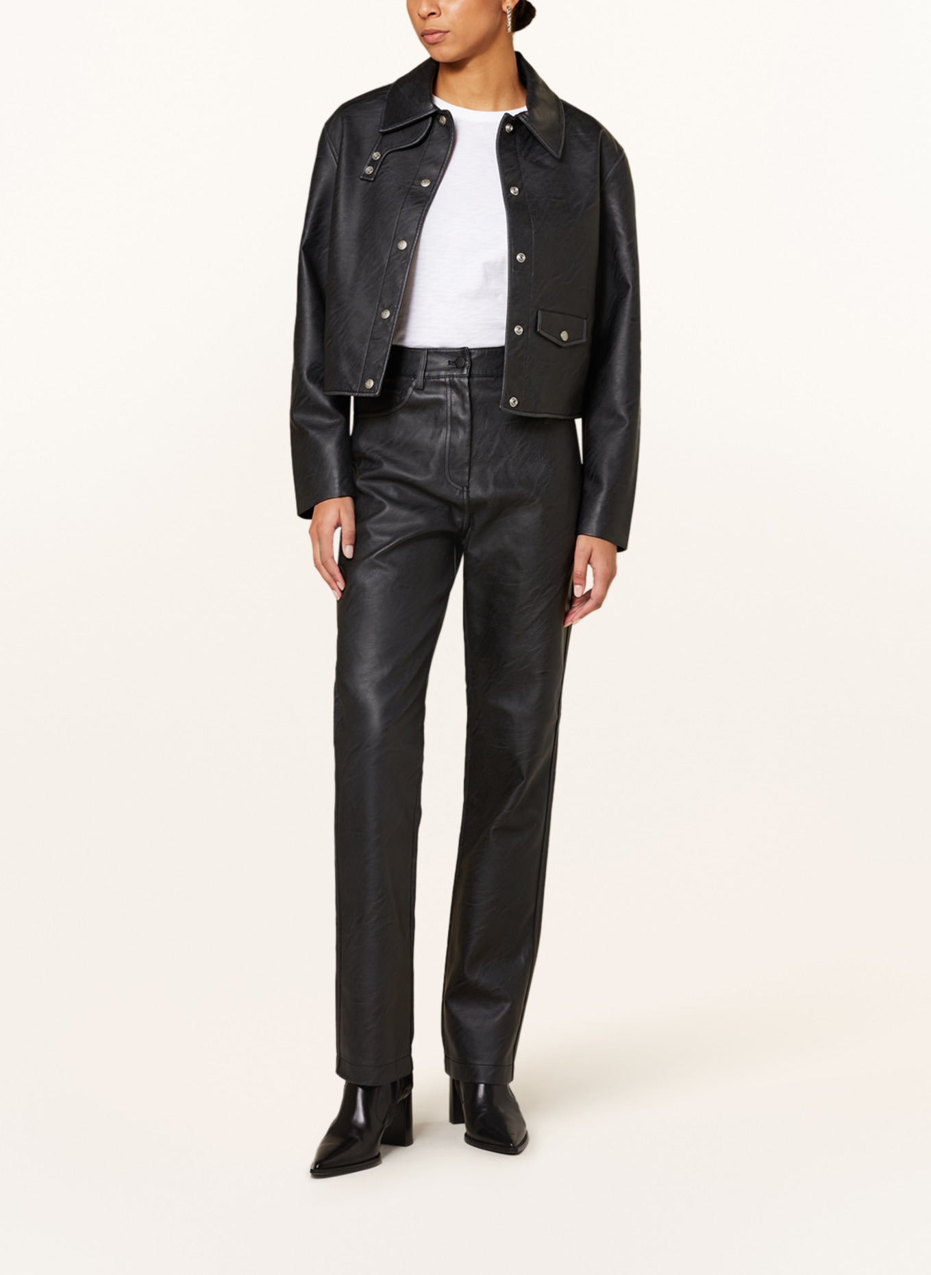 Calvin Klein Jeans Spodnie z imitacji skóry, Kolor: CZARNY (Obrazek 2)