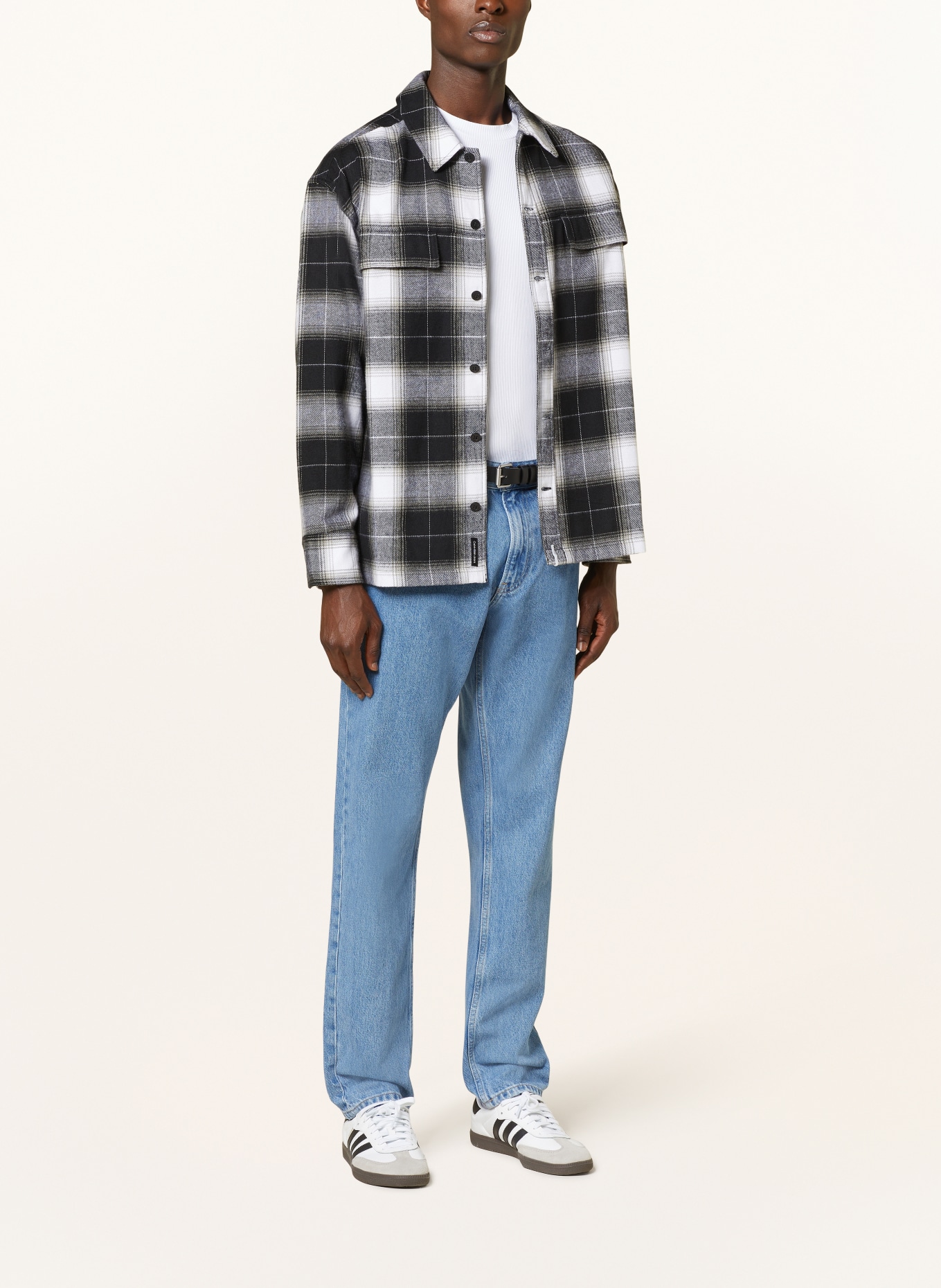 Calvin Klein Jeans Flanell-Overshirt, Farbe: SCHWARZ/ WEISS/ GRAU (Bild 2)