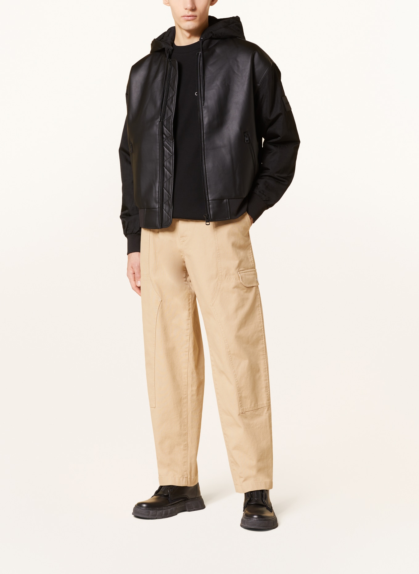Calvin Klein Jeans Bomber jacket in mixed materials, Color: BLACK (Image 2)