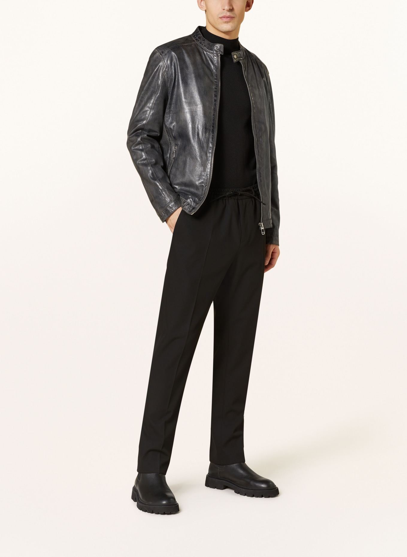 MILESTONE Leather jacket MSLACONA, Color: DARK GRAY (Image 2)