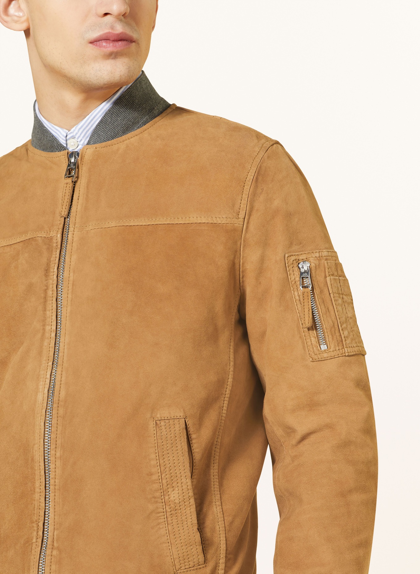 MILESTONE Leather bomber jacket MSAMADEO, Color: CAMEL (Image 4)