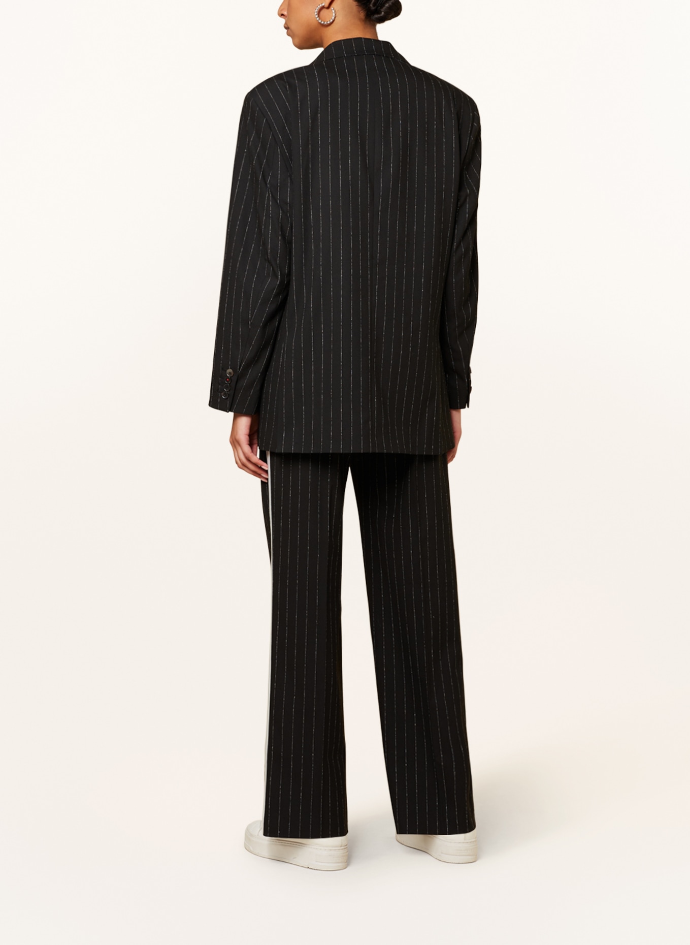TOMMY HILFIGER Wide leg trousers with tuxedo stripes, Color: BLACK/ WHITE (Image 3)