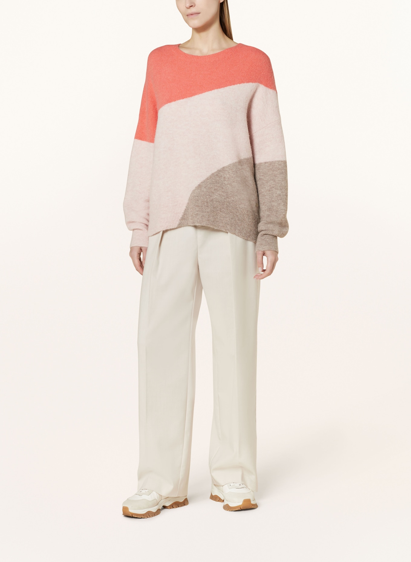 FYNCH-HATTON Sweater with alpaca, Color: LIGHT PINK/ LIGHT RED/ BEIGE (Image 2)