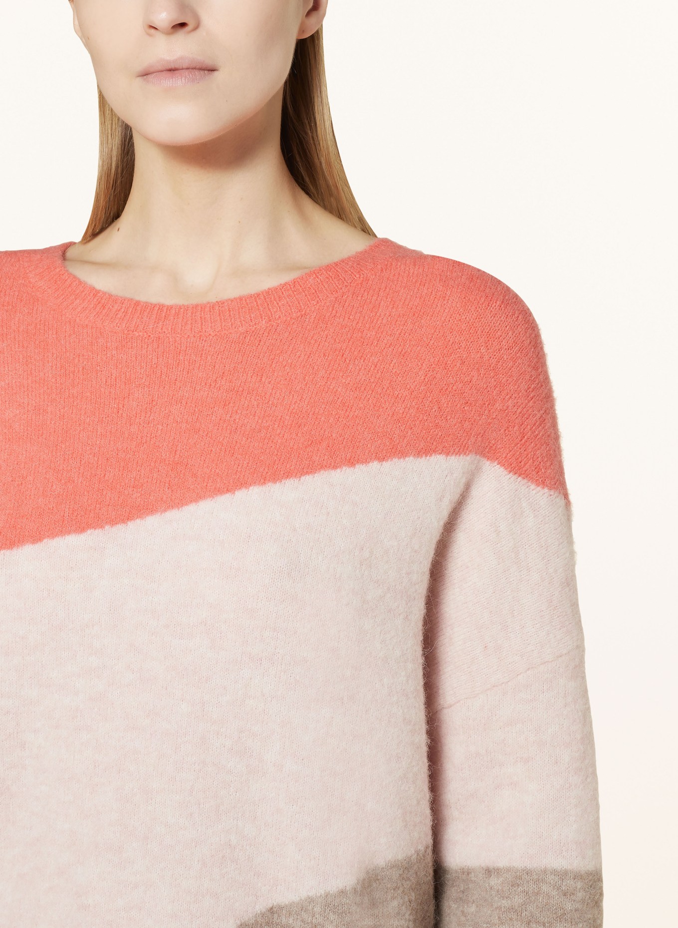 FYNCH-HATTON Sweater with alpaca, Color: LIGHT PINK/ LIGHT RED/ BEIGE (Image 4)
