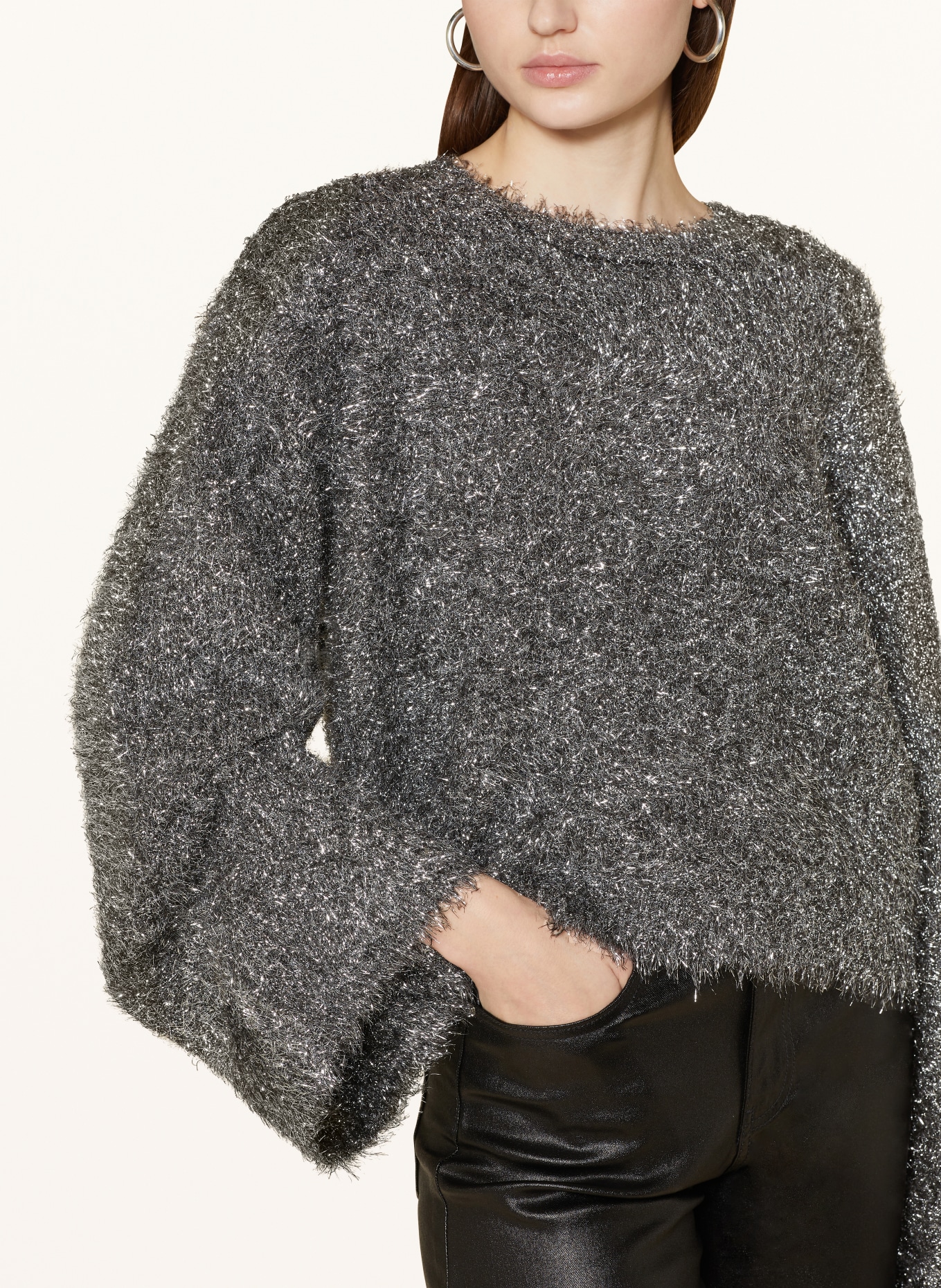 GESTUZ Cropped sweater MATTIANIGZ, Color: SILVER/ DARK GRAY (Image 4)