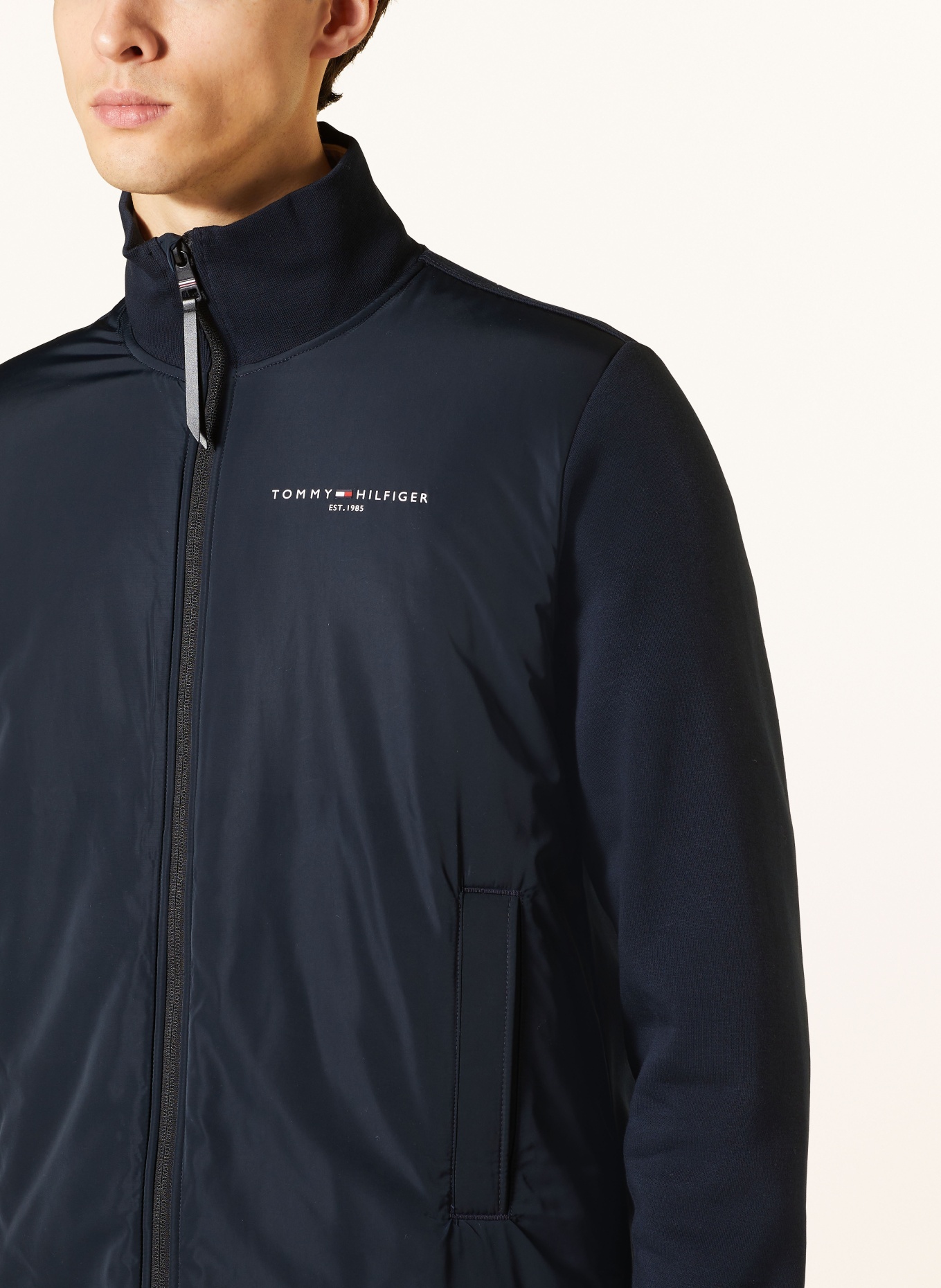 TOMMY HILFIGER Sweat jacket in mixed materials, Color: DARK BLUE (Image 4)
