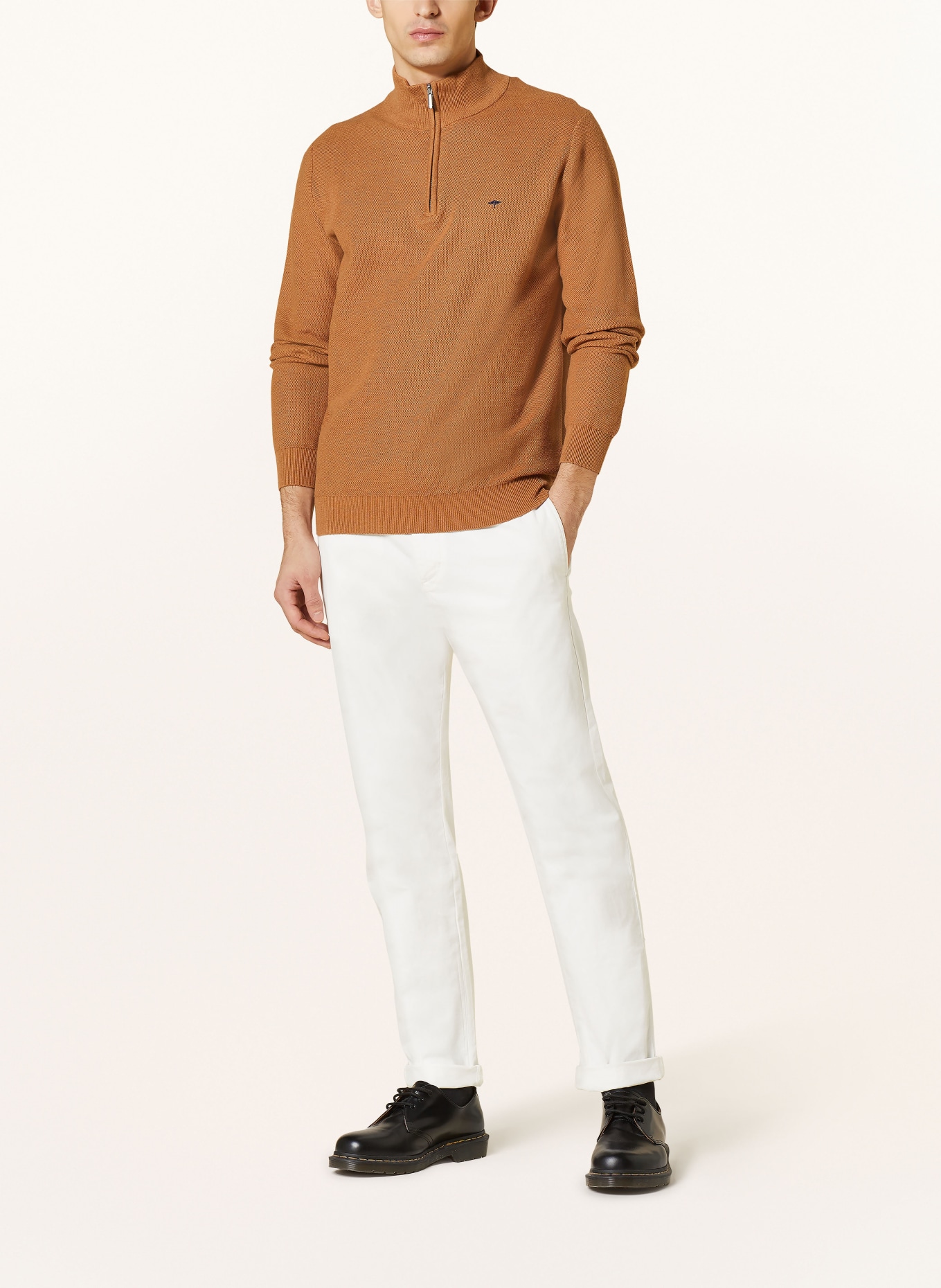 FYNCH-HATTON Half-zip sweater, Color: LIGHT BROWN (Image 2)