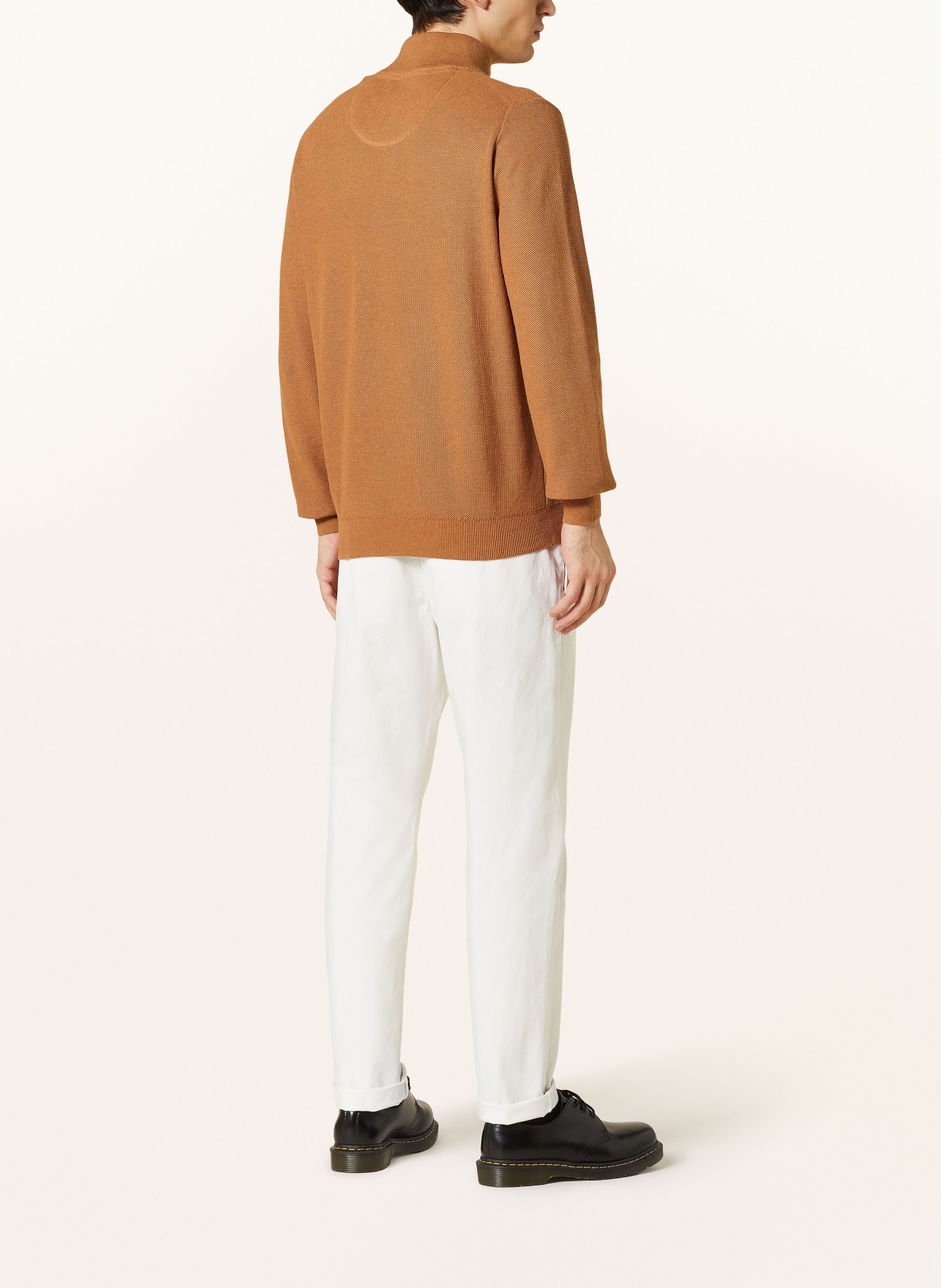 FYNCH-HATTON Half-zip sweater, Color: LIGHT BROWN (Image 3)