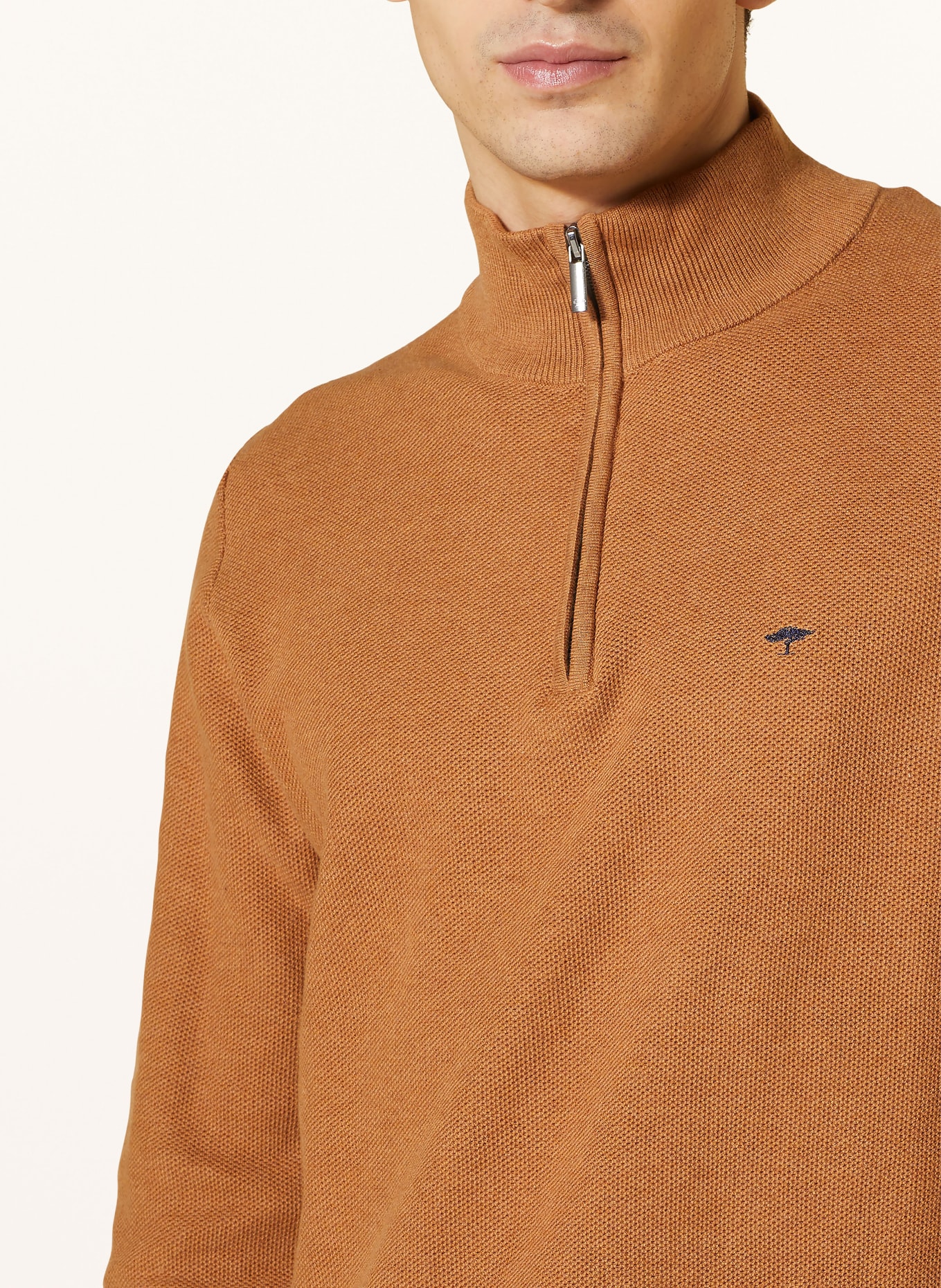 FYNCH-HATTON Half-zip sweater, Color: LIGHT BROWN (Image 4)