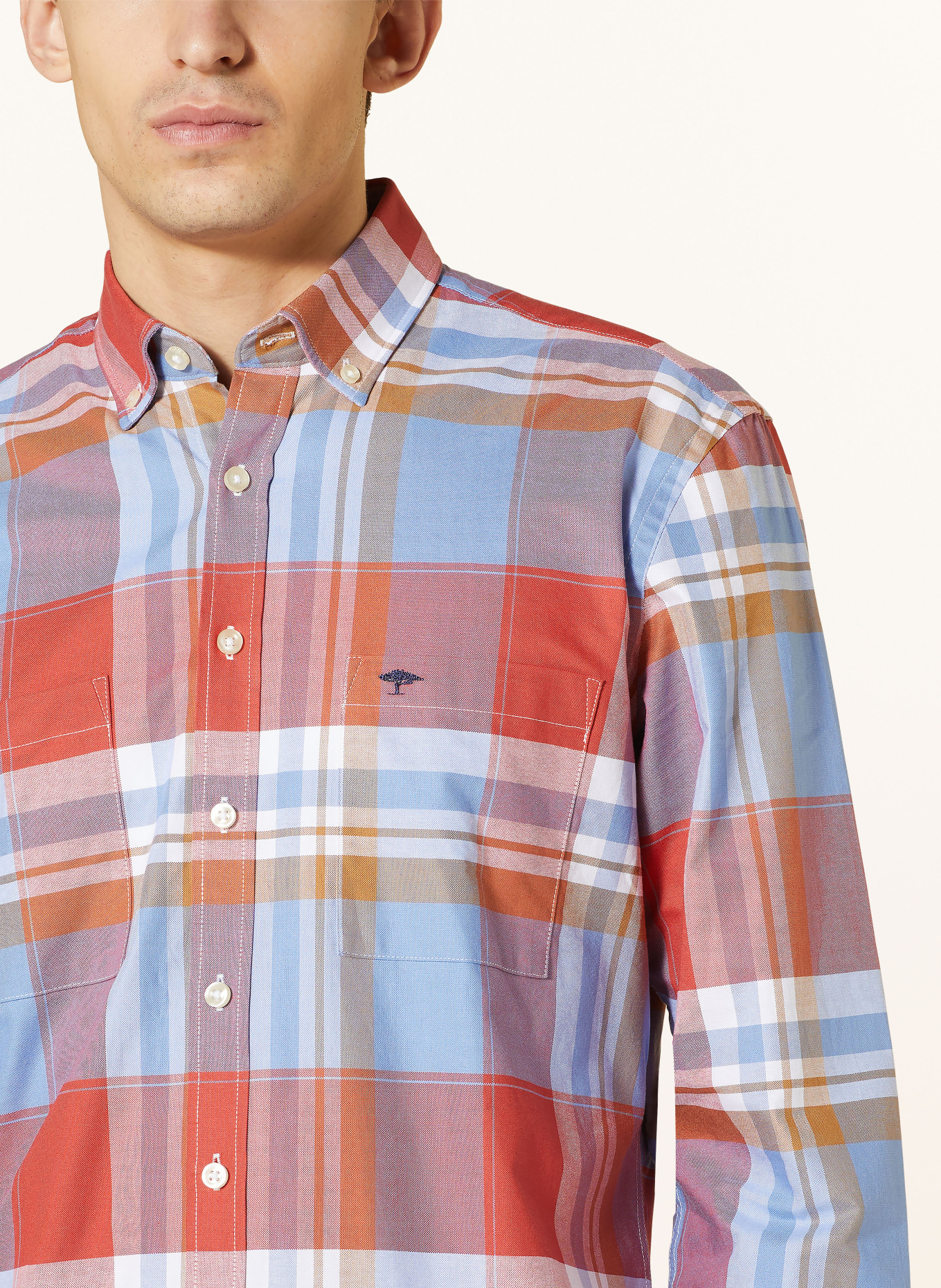 FYNCH-HATTON Shirt regular fit, Color: DARK ORANGE/ LIGHT BLUE/ LIGHT BROWN (Image 4)