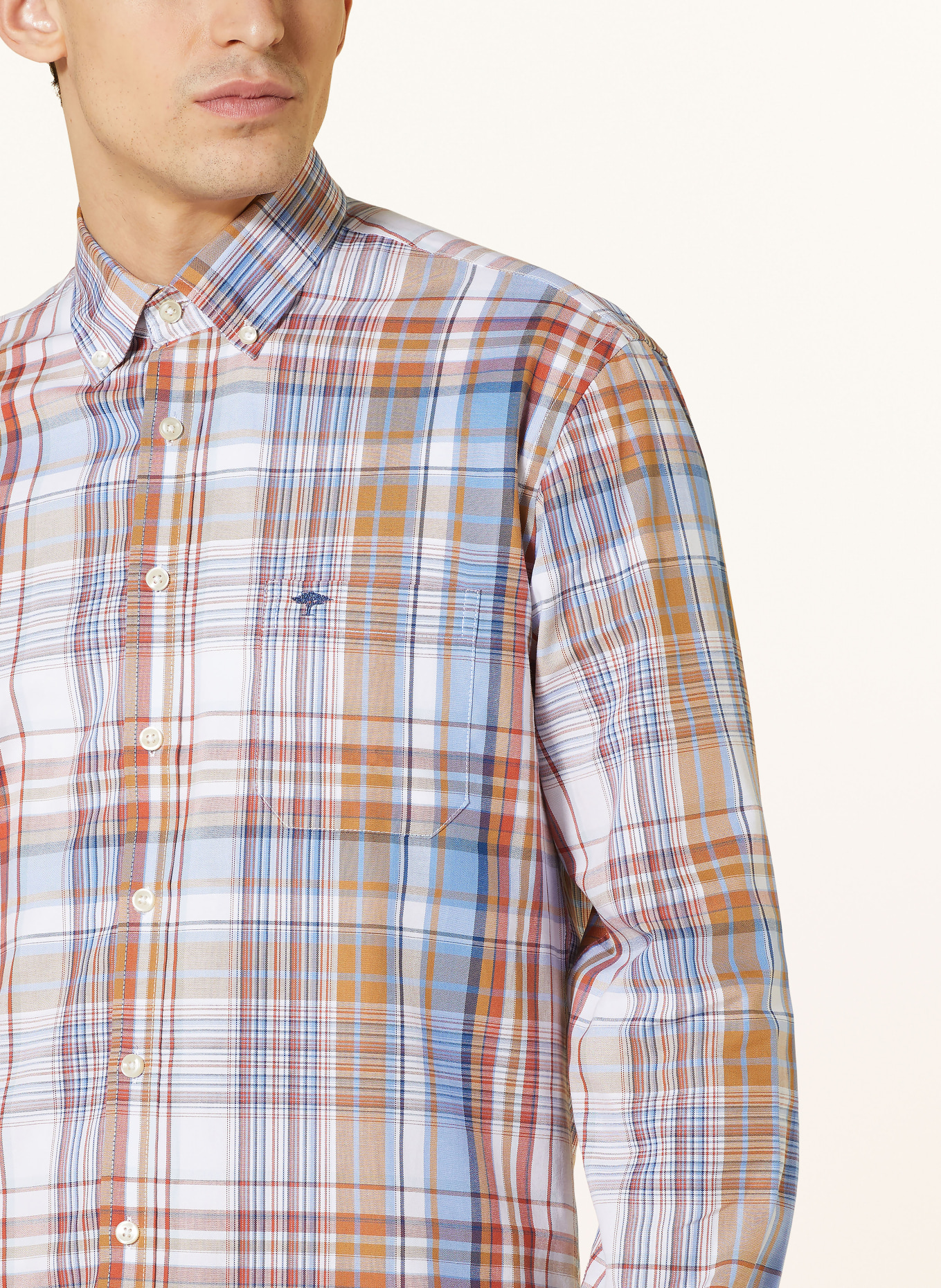 FYNCH-HATTON Shirt regular fit, Color: LIGHT BROWN/ LIGHT BLUE/ WHITE (Image 4)