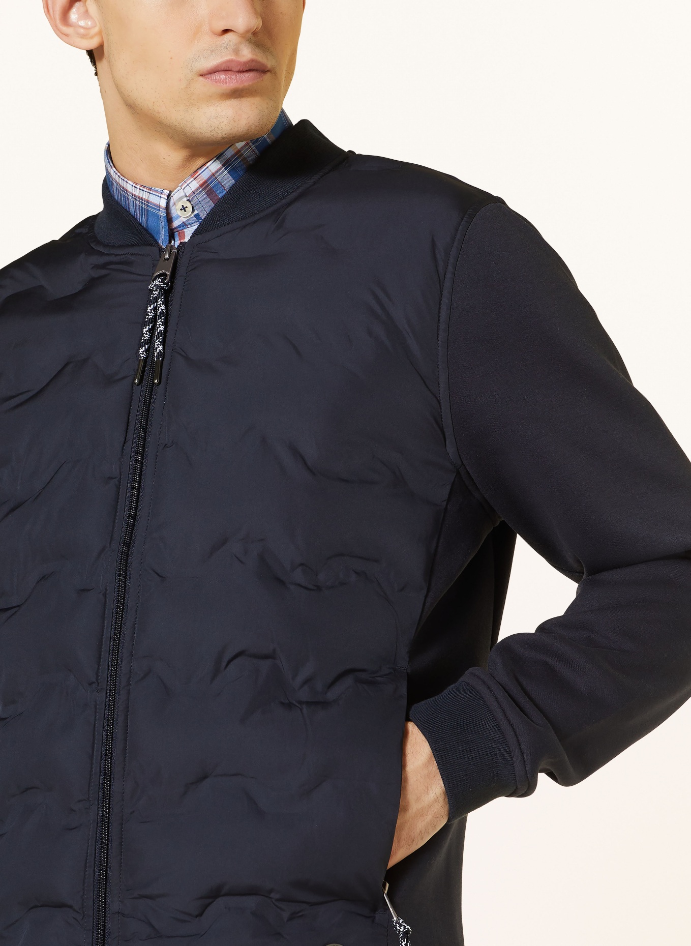 FYNCH-HATTON Bomber jacket in mixed materials, Color: DARK BLUE (Image 4)