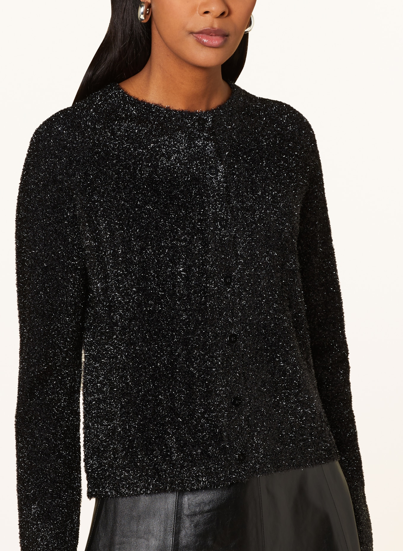 Grace Cardigan with glitter thread, Color: BLACK (Image 4)