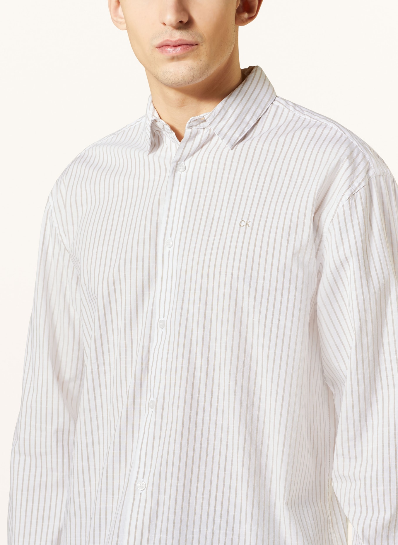 Calvin Klein Shirt comfort fit, Color: WHITE/ TAUPE (Image 4)