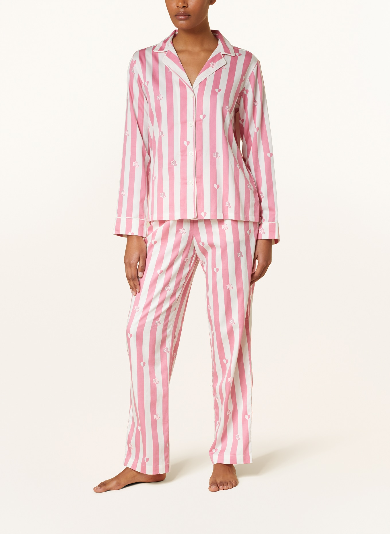 LAUREN RALPH LAUREN Schlafanzug, Farbe: ROSA/ WEISS (Bild 2)