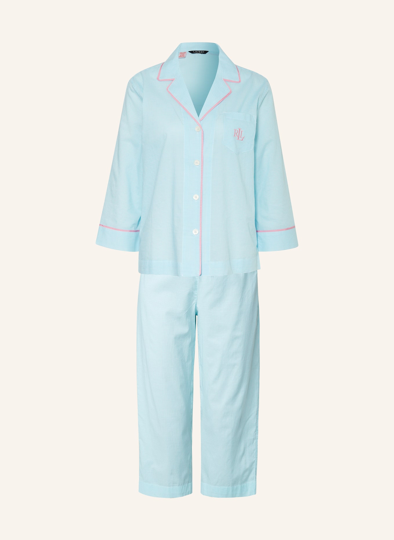 LAUREN RALPH LAUREN 3/4 pajamas, Color: TURQUOISE/ WHITE/ PINK (Image 1)