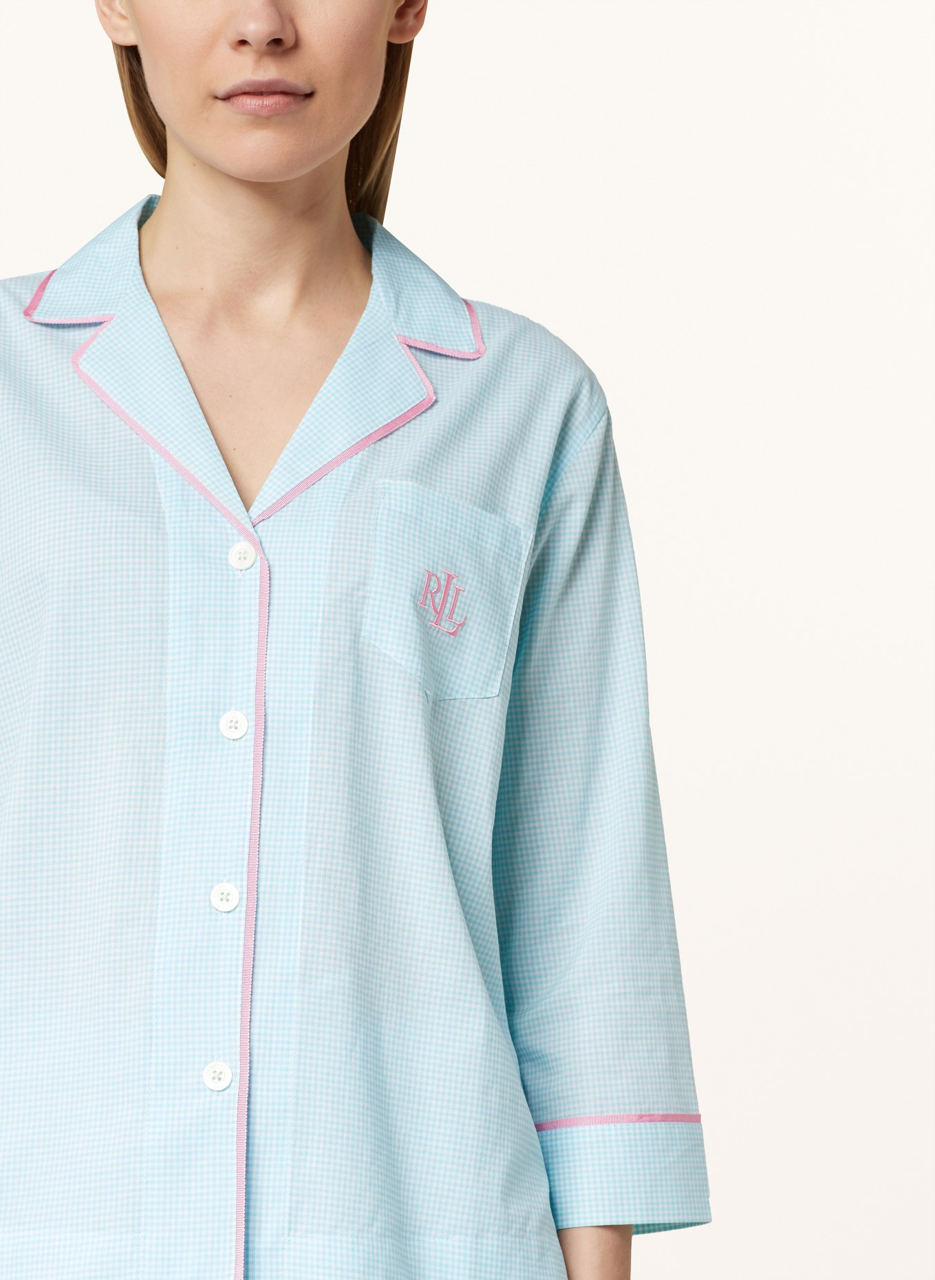 LAUREN RALPH LAUREN 3/4 pajamas, Color: TURQUOISE/ WHITE/ PINK (Image 4)