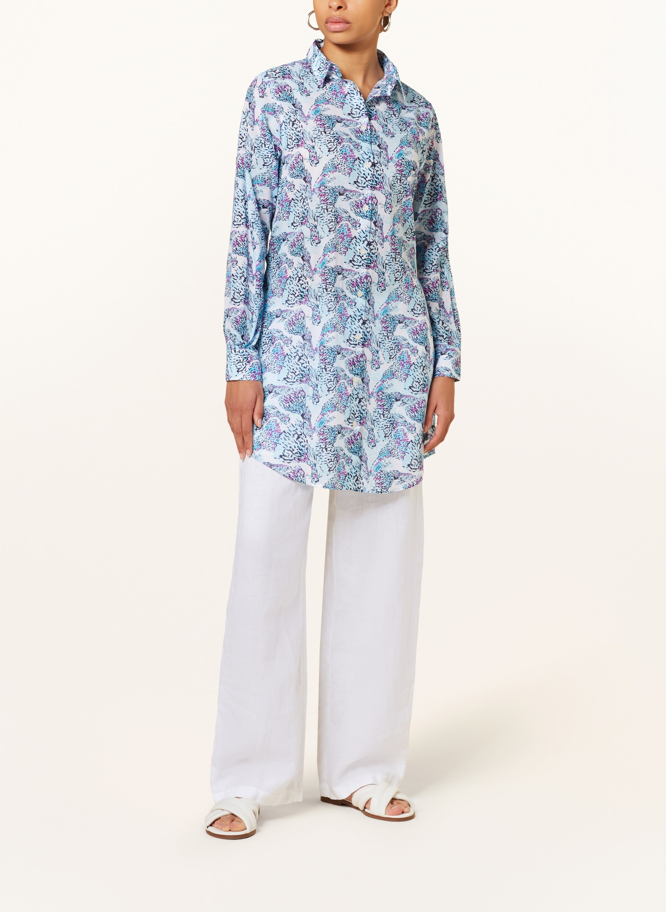 VILEBREQUIN Linen blouse ISADORA FISH, Color: WHITE/ BLUE (Image 2)