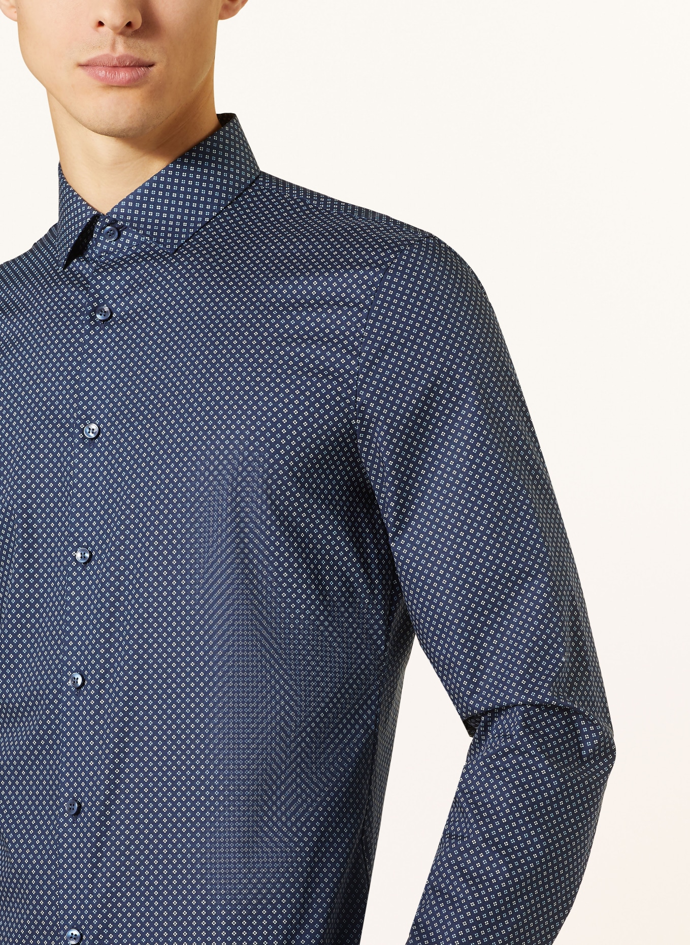 OLYMP Hemd Super Slim Fit: DUNKELBLAU / BLAU