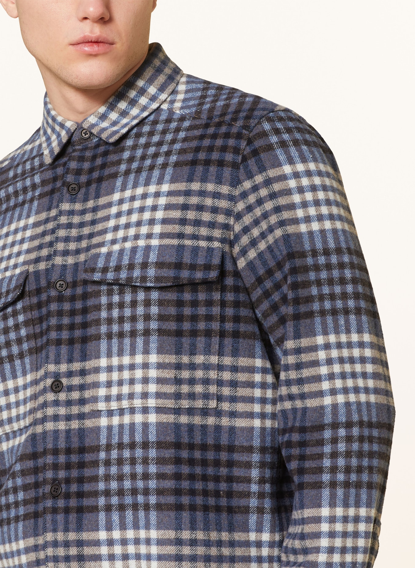 DRYKORN Flannel shirt GUNRAY comfort fit, Color: BLUE GRAY/ TAUPE/ DARK BROWN (Image 4)