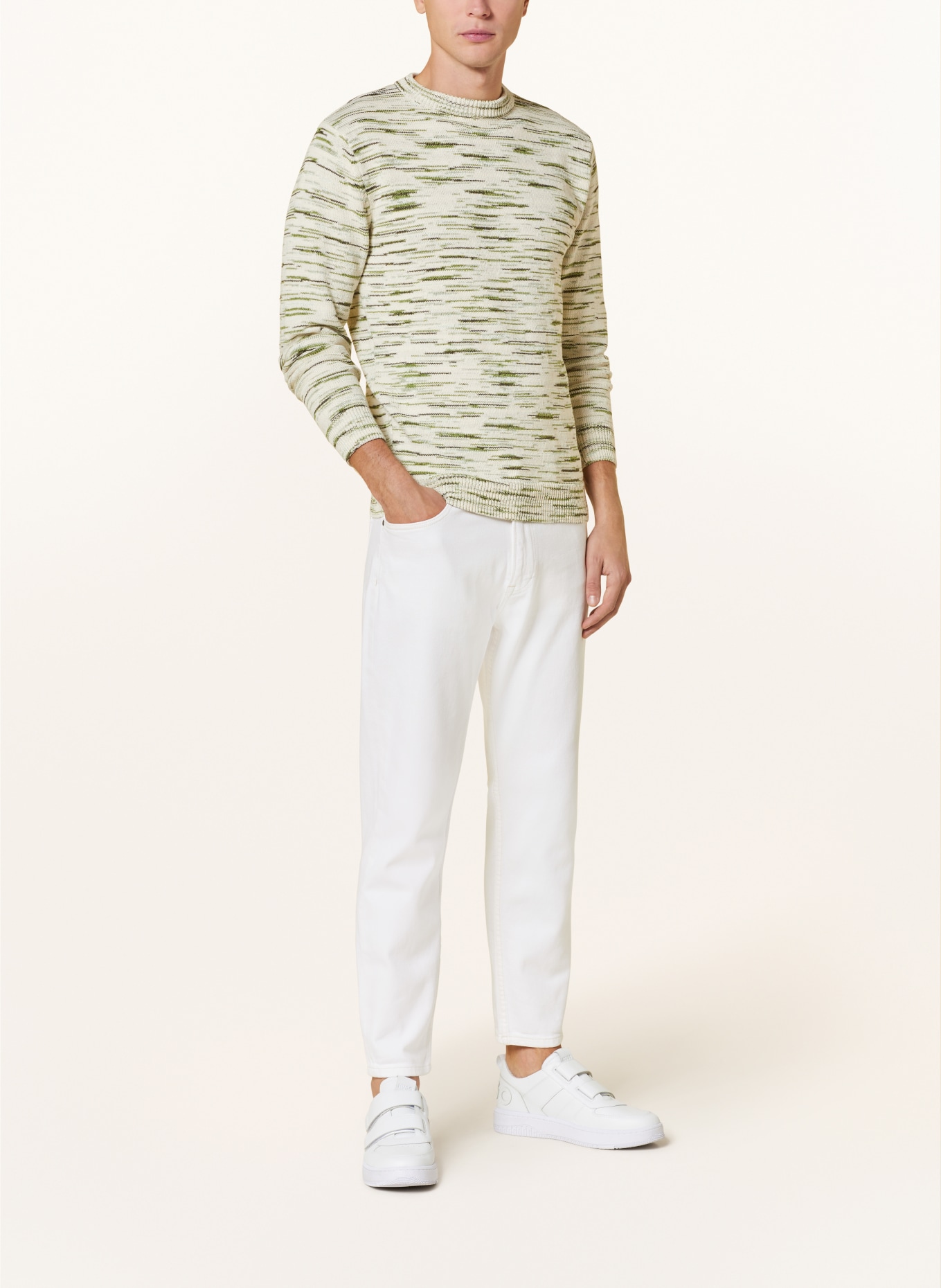 COLOURS & SONS Sweater, Color: ECRU/ GREEN (Image 2)