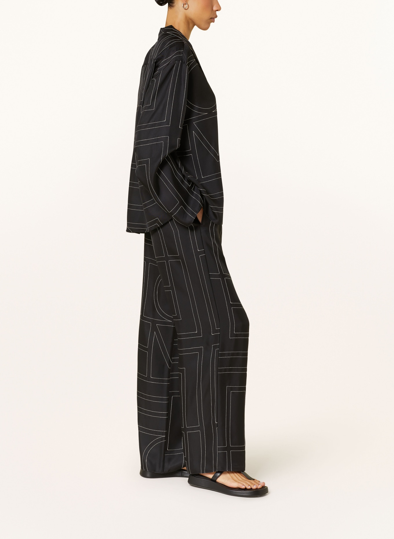 TOTEME Silk pants, Color: BLACK/ BEIGE (Image 4)