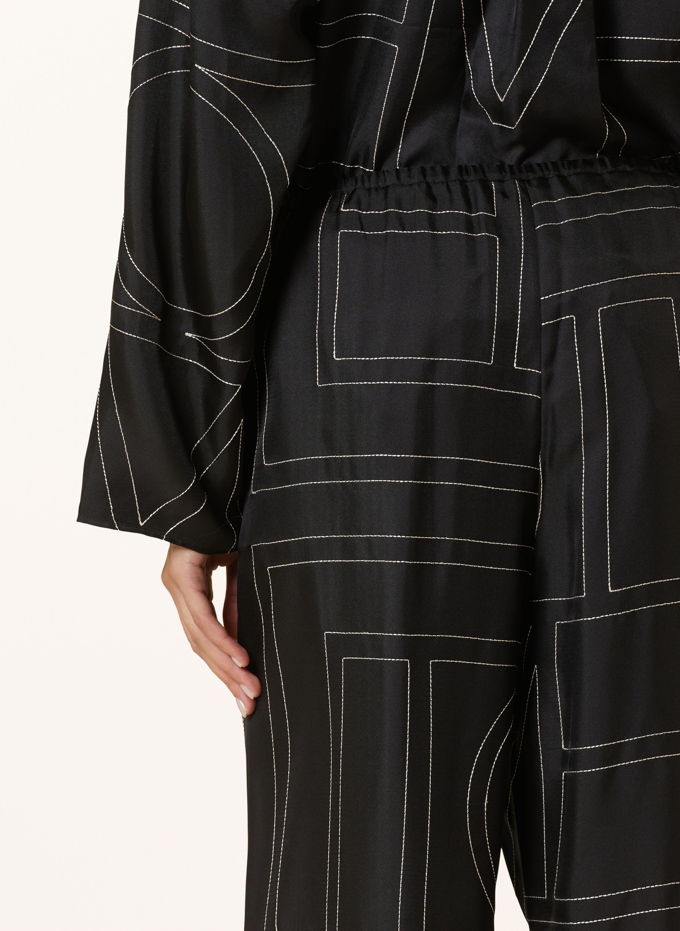 TOTEME Silk pants, Color: BLACK/ BEIGE (Image 5)