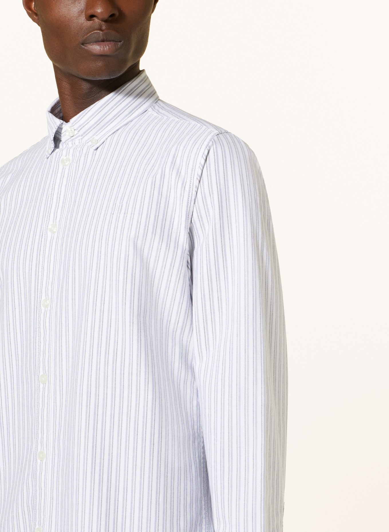 LES DEUX Oxford shirt KRISTIAN regular fit, Color: WHITE/ DARK BLUE/ BLACK (Image 4)