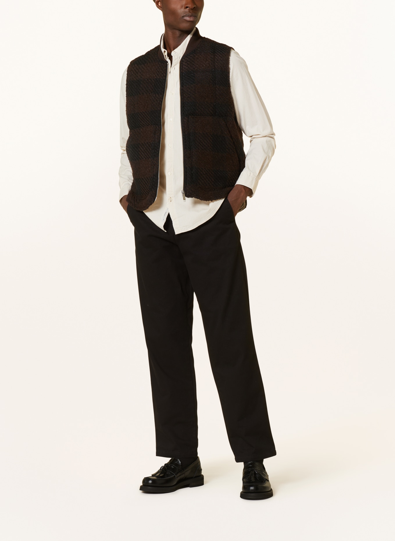 LES DEUX Bouclé vest MICHEL, Color: BLACK/ BROWN (Image 2)