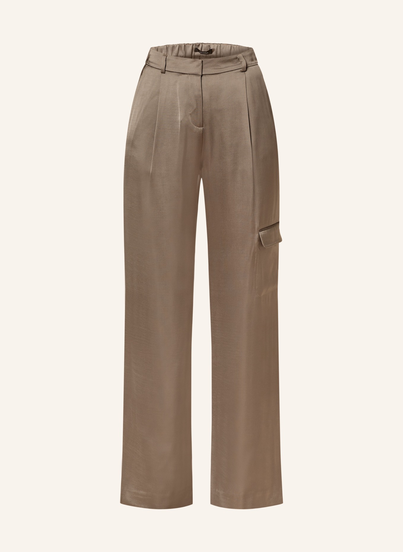 comma Cargo pants made of satin, Color: BROWN (Image 1)
