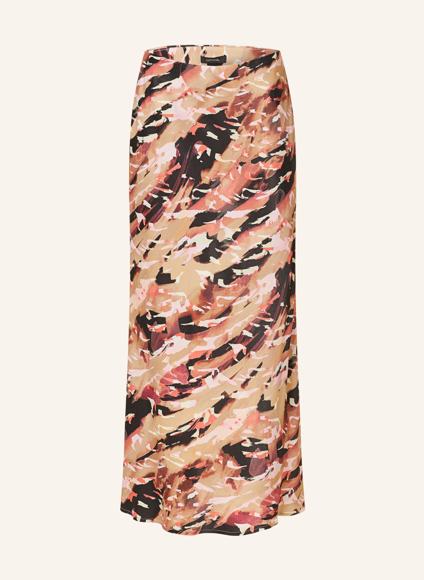 comma Satin skirt, Color: BROWN/ BLACK/ PINK (Image 1)
