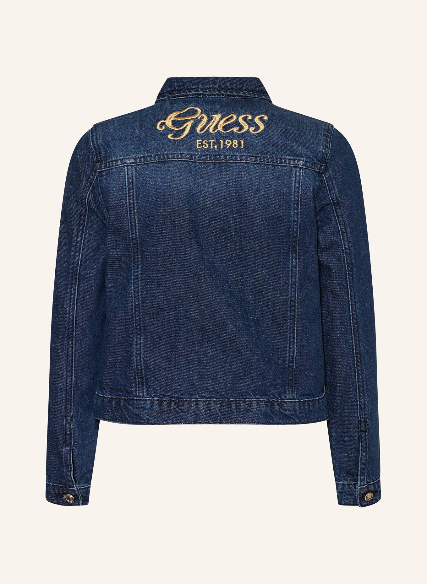 GUESS Jeansjacke mit Schmucksteinen in blau