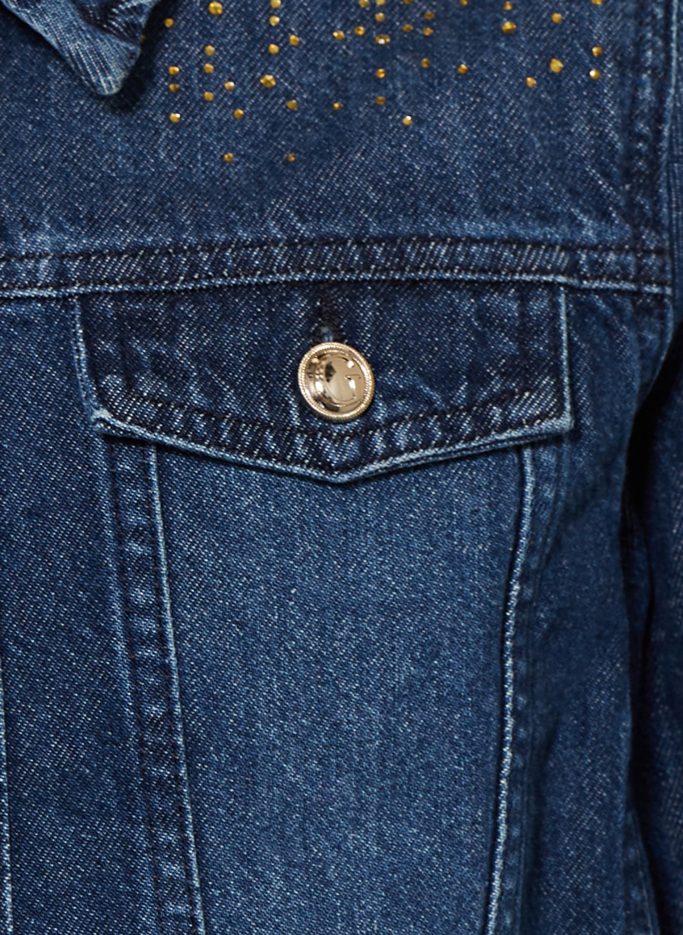 GUESS Jeansjacke mit Schmucksteinen in blau