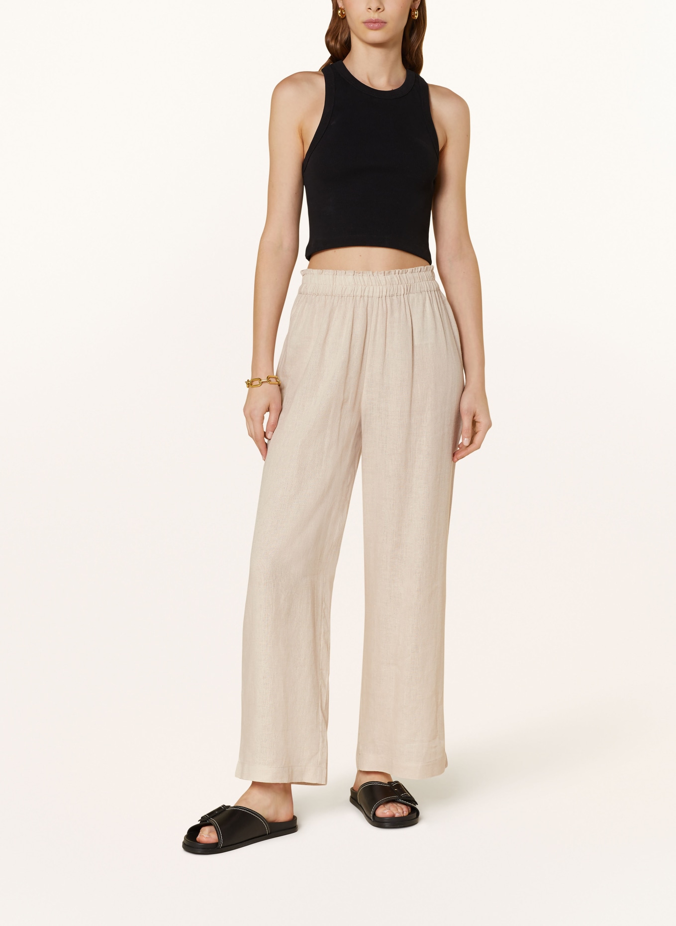 ONLY Wide leg trousers with linen, Color: CREAM (Image 2)
