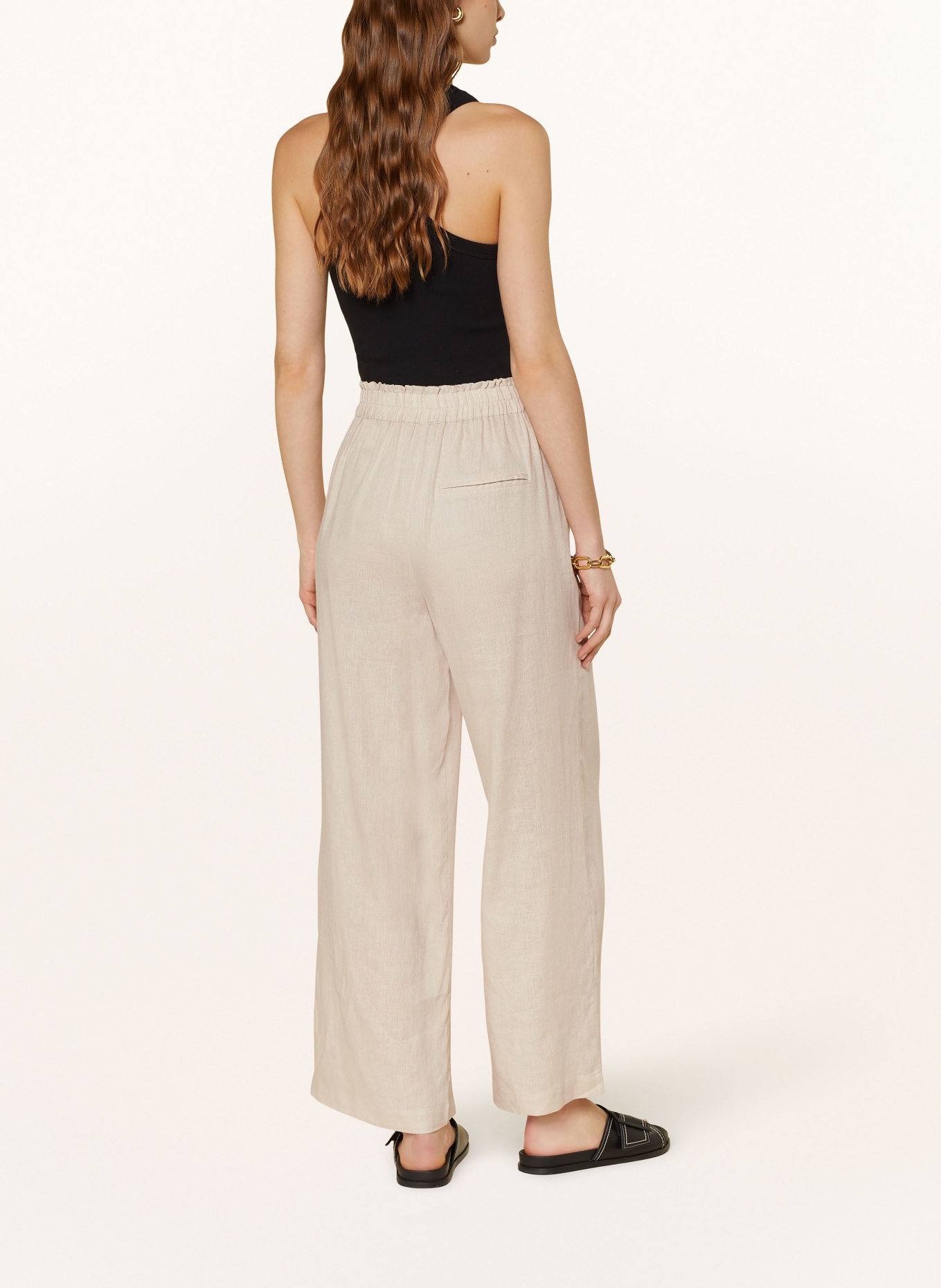 ONLY Wide leg trousers with linen, Color: CREAM (Image 3)