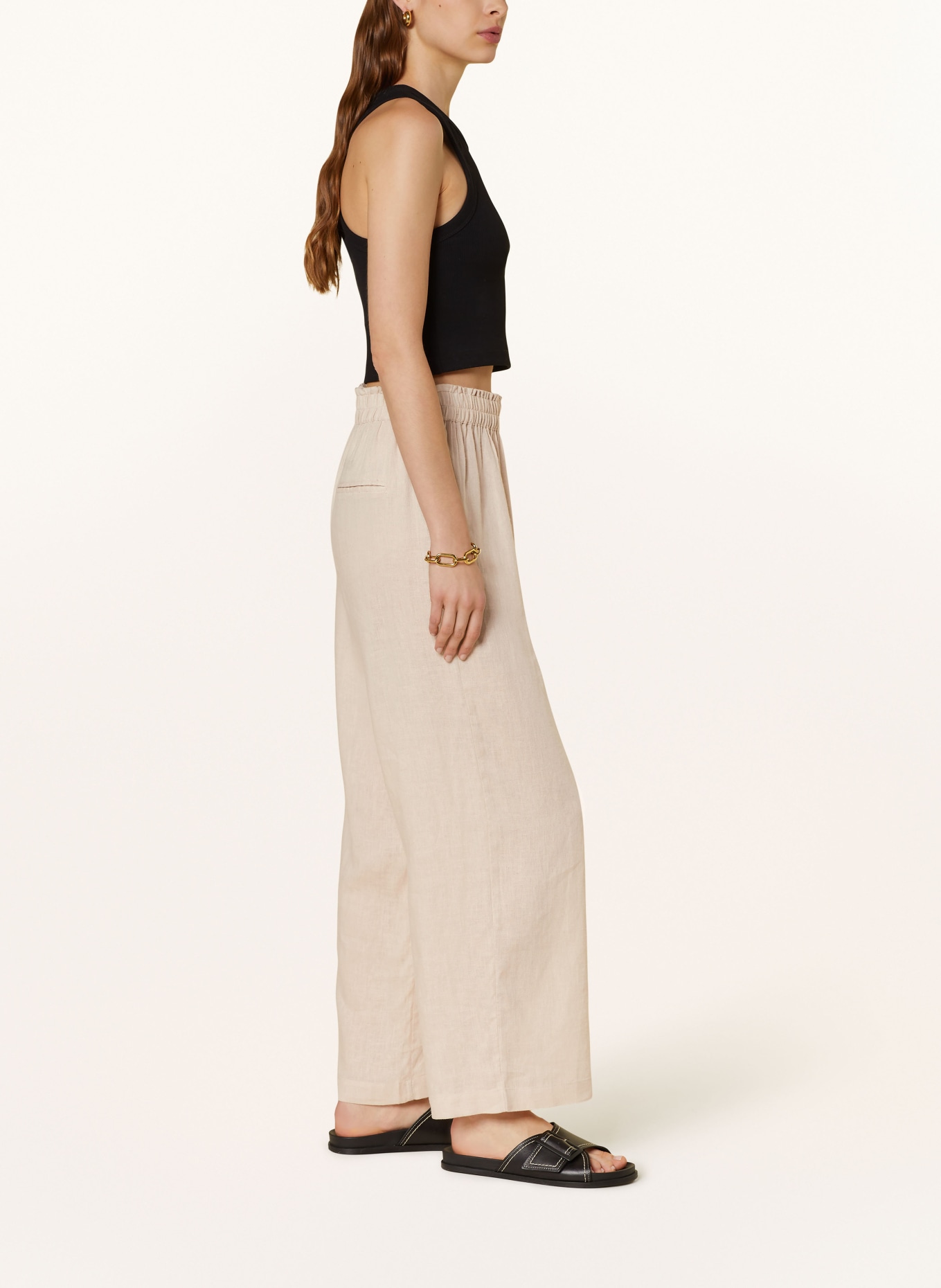 ONLY Wide leg trousers with linen, Color: CREAM (Image 4)