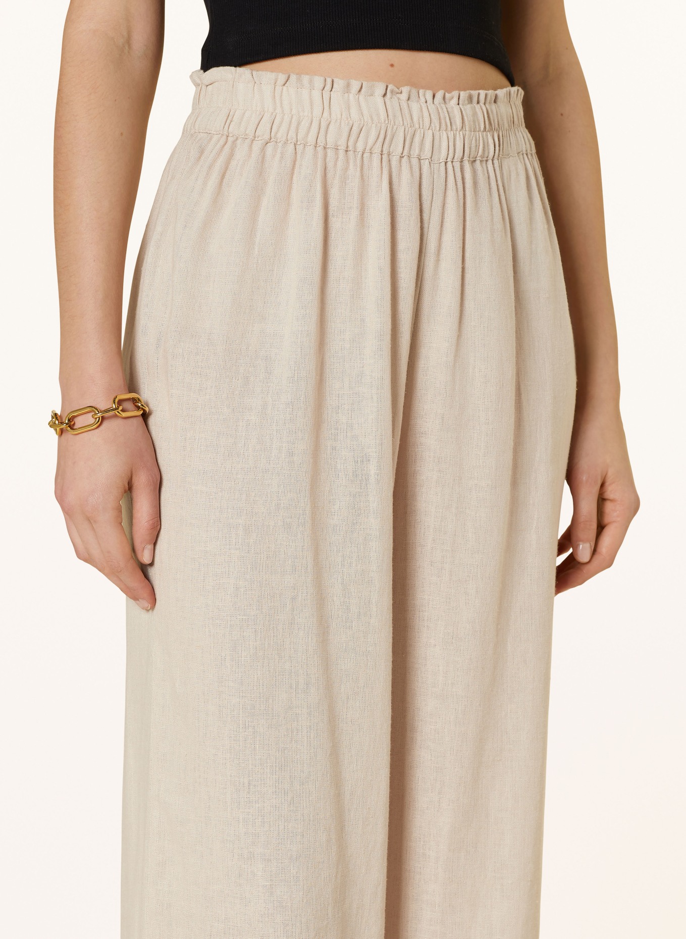 ONLY Wide leg trousers with linen, Color: CREAM (Image 5)