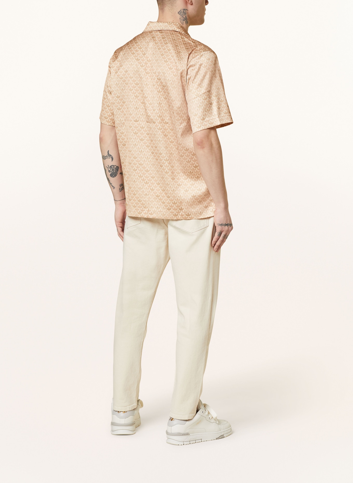 adidas Originals Resort shirt comfort fit made of satin, Color: BEIGE/ CAMEL/ LIGHT BROWN (Image 3)